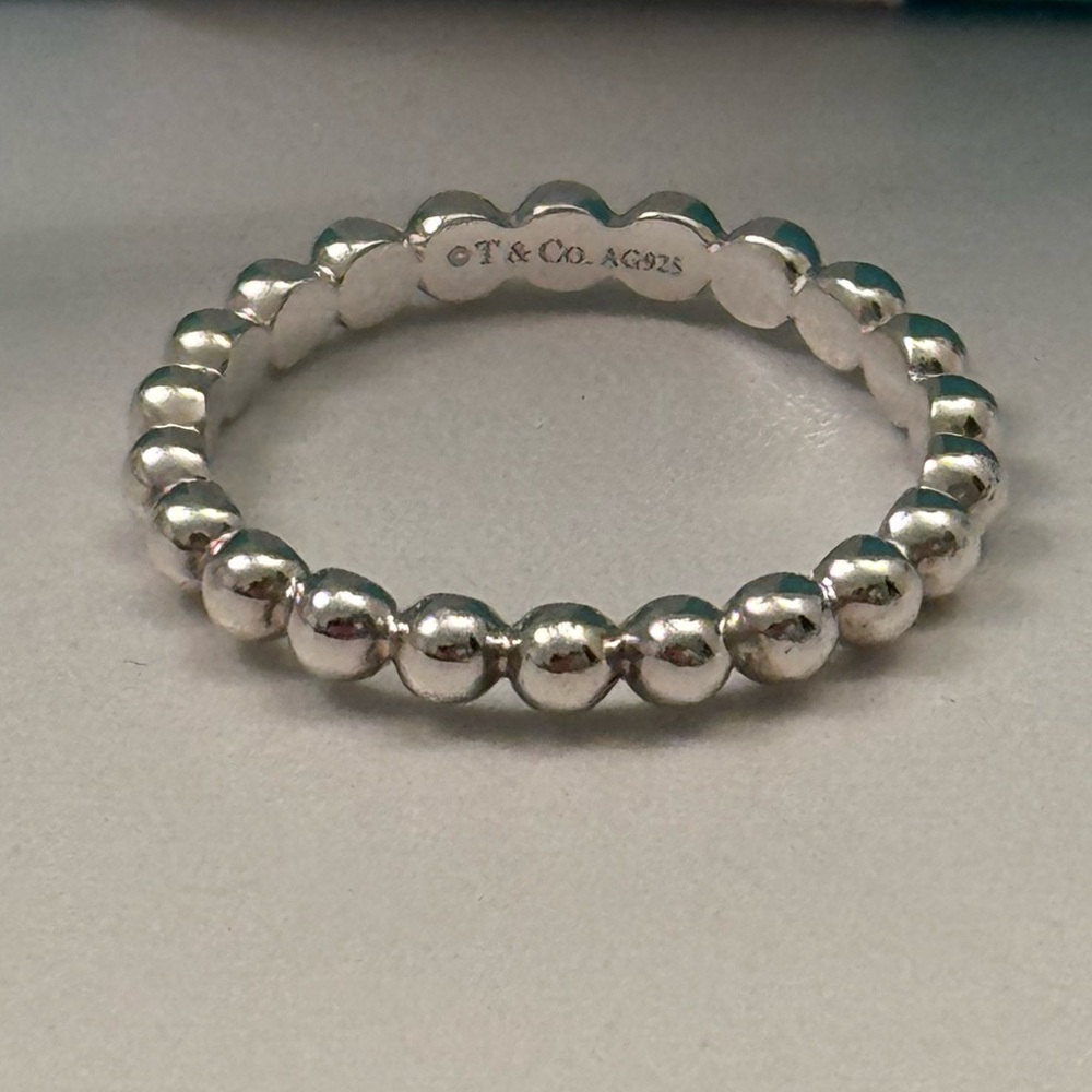 Authentic Tiffany & Co. Beaded Stacking Ziegfeld Bead Ring Band Sterling Silver